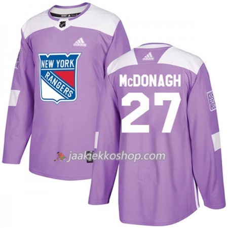 Miehille NHL New York Rangers Pelipaita Ryan McDonagh 27 Adidas 2017-2018 Violetti Fights Cancer Practice Authentic